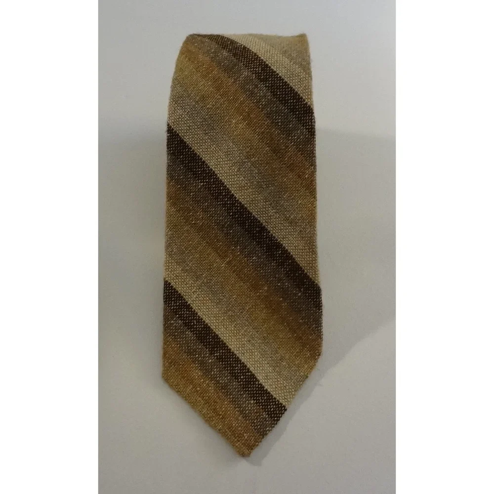 Wembley Mens Necktie Brown Beige Striped Woven Career Business Formal‎
